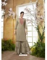 Taupe Designer Embroidered Rayon Readymade Sharara Salwar Suit