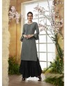 Grey Designer Embroidered Rayon Readymade Sharara Salwar Suit