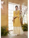 Yellow Designer Embroidered Rayon Readymade Sharara Salwar Suit