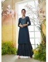 Teal Blue Designer Embroidered Rayon Readymade Sharara Salwar Suit