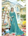 Blue Latest Designer Party Wear Georgette Sari