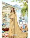 Cream Latest Designer Party Wear Georgette Sari