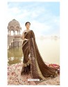 Brown Designer Party Wear Crepe Silk With Net Sari