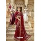 Maroon Designer Party Wear Crepe Silk With Net Sari