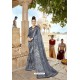 Grey Designer Party Wear Crepe Silk With Net Sari