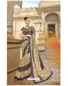 Beige Designer Party Wear Crepe Silk With Net Sari