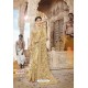 Gold Designer Party Wear Crepe Silk With Net Sari