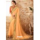Light Orange Embroidered Designer Party Wear Georgette Sari