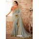 Light Grey Embroidered Designer Party Wear Georgette Sari