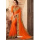 Orange Embroidered Designer Party Wear Georgette Sari