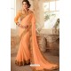 Light Orange Embroidered Designer Party Wear Georgette Sari