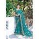 Turquoise Designer Fancy Party Wear Georgette Silk Sari
