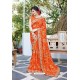 Orange Designer Fancy Party Wear Georgette Silk Sari