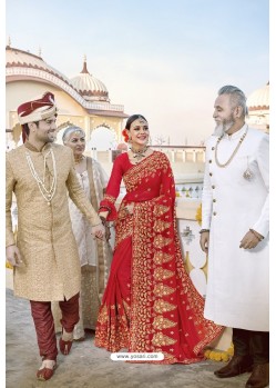 Marvelous Red Designer Bridal Georgette Sari