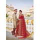 Ravishing Red Designer Bridal Georgette Sari