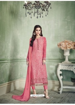 Light Pink Party Wear Designer Pure Georgette Salwar Suit