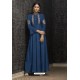 Dark Blue Maslin Embroidered Designer Gown