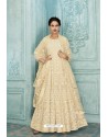 Cream Heavy Faux Georgette Designer Anarkali Suit