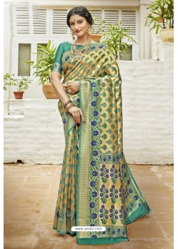 Cream Designer Classic Art Silk Sari