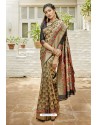 Beige Designer Classic Art Silk Sari