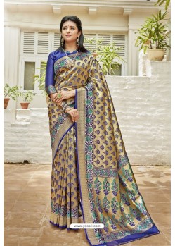 Dark Blue Designer Classic Art Silk Sari