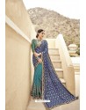 Dark Blue Designer Fancy Party Wear Georgette Sari