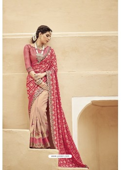 Rose Red Designer Fancy Party Wear Georgette Sari