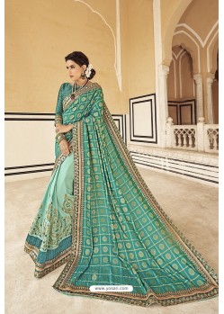 Aqua Mint Designer Fancy Party Wear Georgette Sari