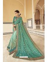 Aqua Mint Designer Fancy Party Wear Georgette Sari