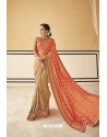 Orange Designer Fancy Party Wear Georgette Sari