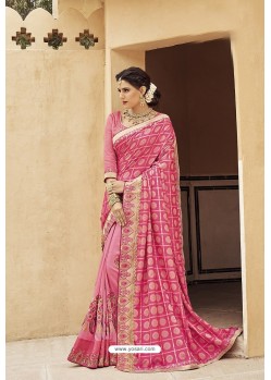 Hot Pink Designer Fancy Party Wear Georgette Sari