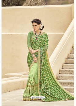 Green Designer Fancy Party Wear Georgette Sari