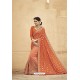 Orange Designer Fancy Party Wear Georgette Sari