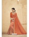 Orange Designer Fancy Party Wear Georgette Sari