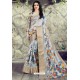 Aqua Grey Designer Party Wear Digital Printed Silk Sari