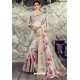 Light Grey Designer Party Wear Digital Printed Silk Sari