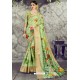 Green Designer Party Wear Digital Printed Silk Sari