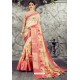 Cream Designer Party Wear Digital Printed Silk Sari