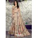 Beige Designer Party Wear Digital Printed Silk Sari