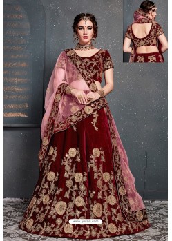 Maroon Heavy Embroidered Designer Wedding Lehenga Choli