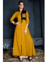 Yellow Designer Readymade Rayon Long Kurti