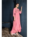 Pink Designer Readymade Rayon Long Kurti