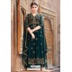 Dark Green Designer Heavy Embroidered Faux Georgette Indo Western Anarkali Suit