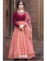 Peach Designer Heavy Embroidered Faux Georgette Indo Western Anarkali Suit