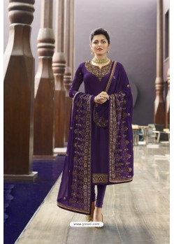 Violet Embroidered Designer Churidar Salwar Suit