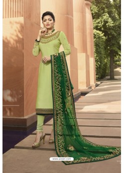Green Embroidered Designer Churidar Salwar Suit