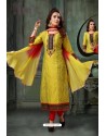 Yellow Embroidered Designer Churidar Salwar Suit