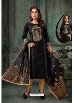 Black Embroidered Designer Churidar Salwar Suit