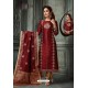 Maroon Embroidered Designer Churidar Salwar Suit