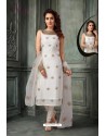 White Embroidered Designer Churidar Salwar Suit